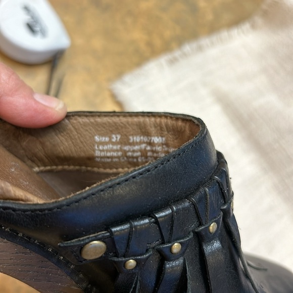 Dansko Deni Black Fringed Platform Clogs - Picture 9 of 12